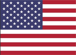 [ai] The flag of the United States, featuring thirteen horizontal stripes alternating red and white, and a blue field with fifty white stars arranged in nine rows.